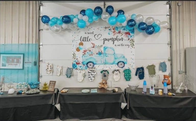 A baby shower set up in the hall