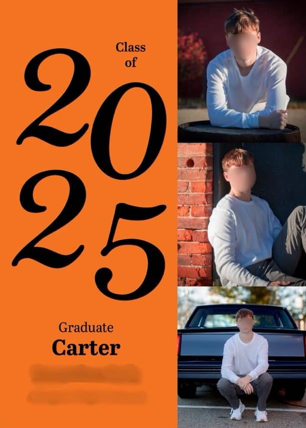 Black and orange graduation invitations