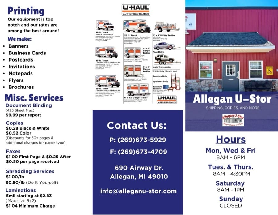 A brochure printed at the copy center